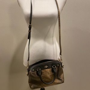 Coach Gold & Black Leather Crossbody Bag